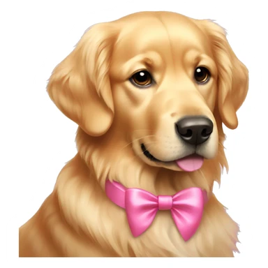 golden retriever with pink bows sticker