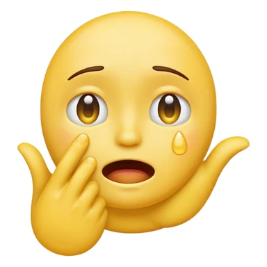 a crying emoji with an open hand in front of it sticker