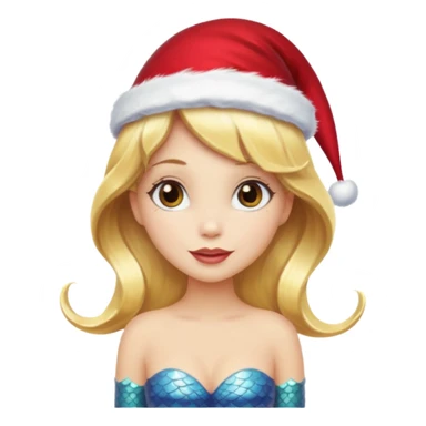 blonde mermaid with christmass hat sticker