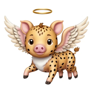 Cheetah print flying pig with angel wings. All skin is cheetah printed sticker