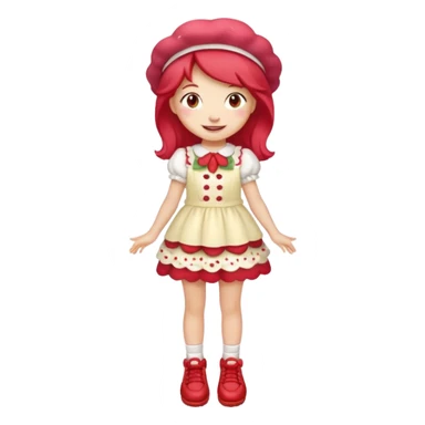pretty and cute modern day strawberry shortcake full body with red shoes emoji sticker
