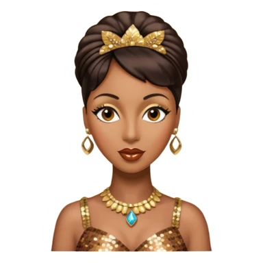 Josephine Baker with dark brown hair, bronze sequin outfit sticker