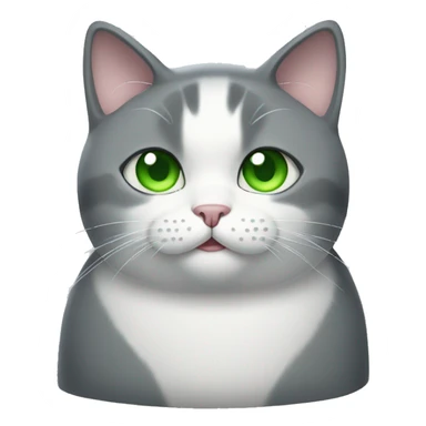 Fat gray and white cat with green eyes  sticker