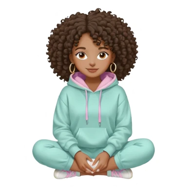 Black girl, clean girl aesthetic, 4C curly hair in a puff, pastel hoodie, white sneakers, minimal jewelry, soft smile, cozy vibe, bright colors,  skin care with White clay mask sticker