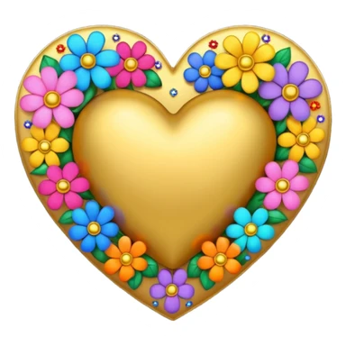 a golden heart studded with flowers sticker