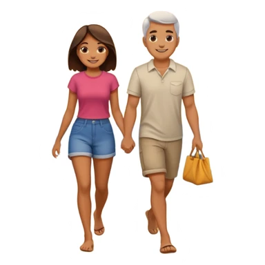 couple walking on the beach sunset in backgrounf sticker