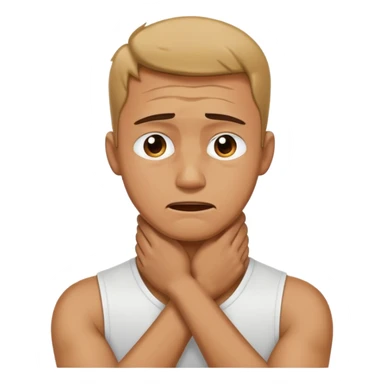 A guy arms crossed holding neck crying sticker