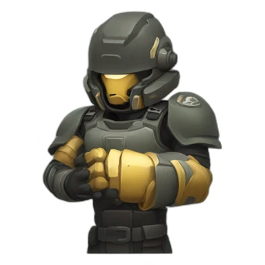 helldivers holding forearm in front fist in air sticker