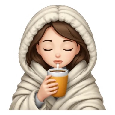 girl inside a blanket sipping coffee eyes closed sticker