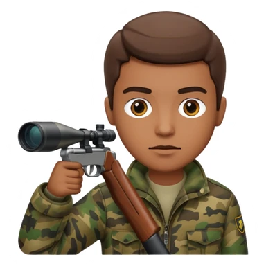 Male Hunter shooting a shotgun and holding it up to his face like he is looking through the scope to shoot something  sticker