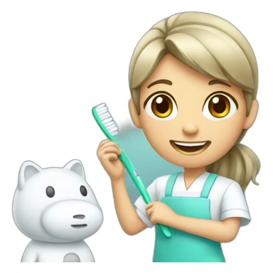 dentist girl with a toothbrush in his hand sticker