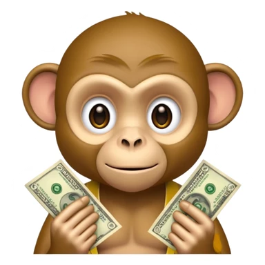 Monkey holding cash, gbp currency. sticker
