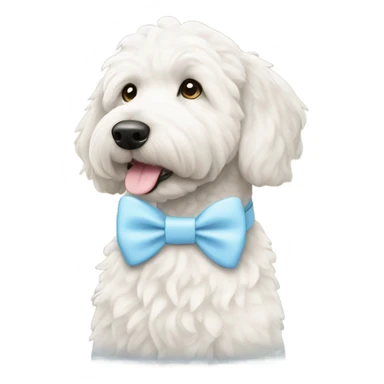 Goldendoodle white with light blue bow collar  sticker