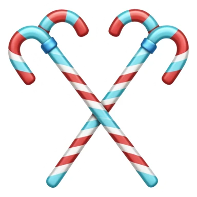 dual candy canes crossed together like swords striped with blue instead of red sticker