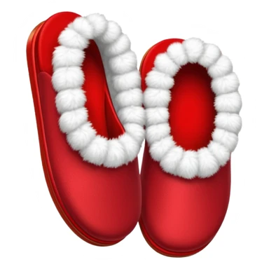 red slippers with fur sticker