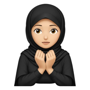 Hijabi girl sitting and hiding her face from her hands made into half open fists and completely covered her face sticker