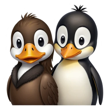 Duck with human hair and penguin with human hair sticker