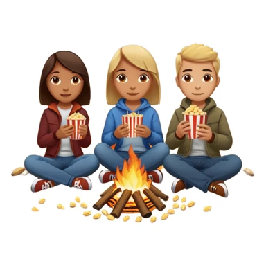 Born fire and people sitting beside born fire on chairs. Born fire is in the centre. People should be eating peanuts and popcorn. sticker