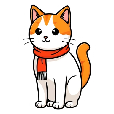 Orange cat with red scarf sticker