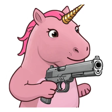 Pink Unicorn with gun sticker