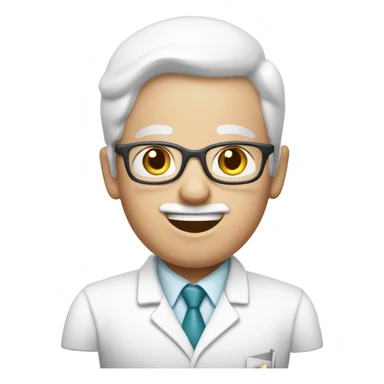 White face pharmacist holding cake sticker