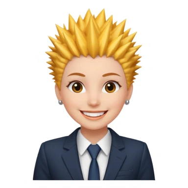 fat spiky haired happy woman with suit sticker