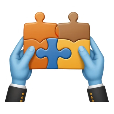 two hands holding a puzzle piece and a book, representing the act of assembling meaning through interpretation sticker