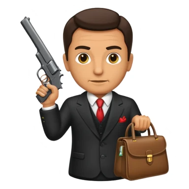 A rich mafia holding a gun on his hand and a bag of money sticker
