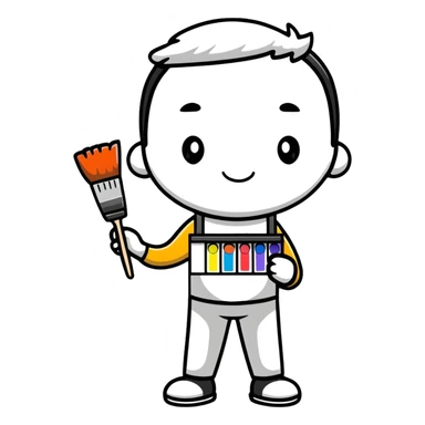 artist with palette and paintbrushes sticker