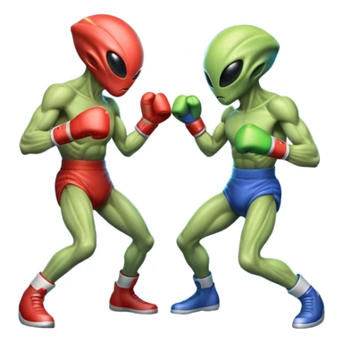 two alien fighters boxing, mid-punch action, motion blur effect, glowing energy impact, dramatic lighting, 3D cartoon, mobile game icon style, clean background, no text, no watermark
 sticker