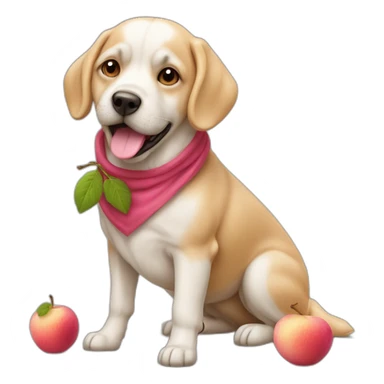 chien rose avec une pomme  sticker