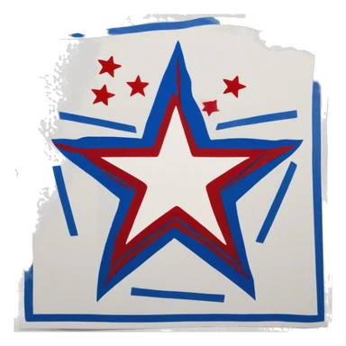 a red star is on a blue strip of paper with a white background and a blue strip with a red star, Almada Negreiros, regionalism, zabrocki, a silk screen sticker
