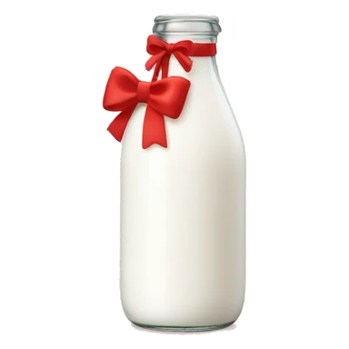 aesthetic milk bottle with red bow sticker