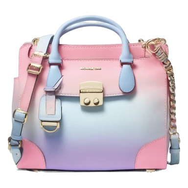 Realistic isolated pastel pink,pastel blue,bubblegum pink,and periwinkle ombre Michael Kors satchel purse.  sticker
