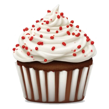 Chocolate cupcake with white frosting and red and white sprinkles sticker
