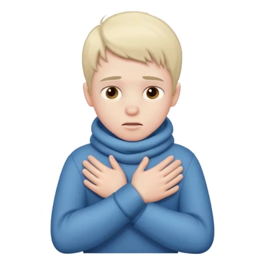 boy shivering in the cold rubbing his arms  sticker