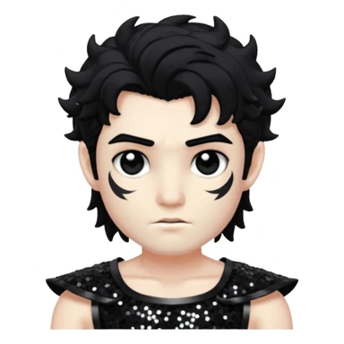 Cronus from Mythology with black hair, black sequin outfit sticker