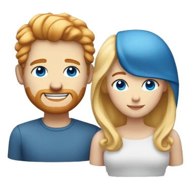 Couple white man with ginger hair and short beard and no mustache and blue eyes and a white woman with blonde hair and blue eyes  sticker