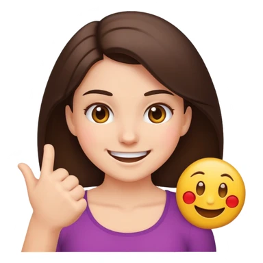A smiling emoji punching a brunette girk sticker