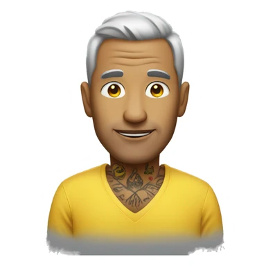 mature man in yellow shirt with face tattoos  sticker