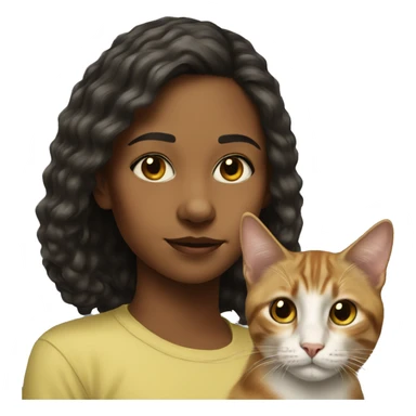 realistic portrait of girl and cat  sticker