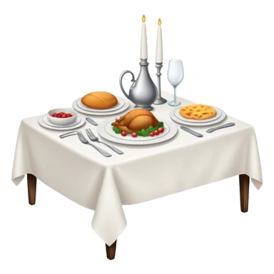 Dinner table with a white tablecloth sticker