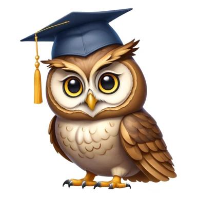 Owl with graduation hat and diploma in claws sticker