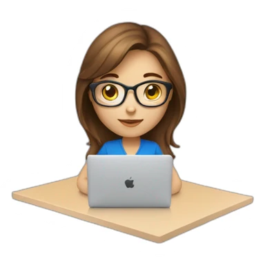 Beautifull programmer girl with brown hair working with MacBook sticker