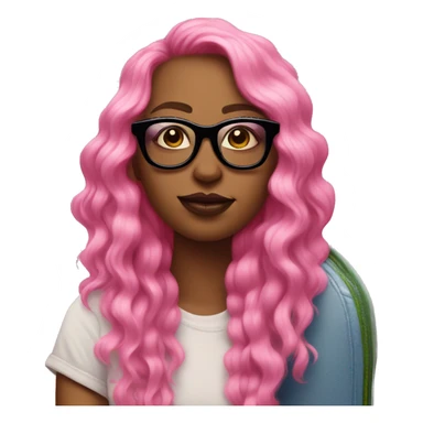 only face of girlboss with pink nails in black glasses on a skateboard sticker