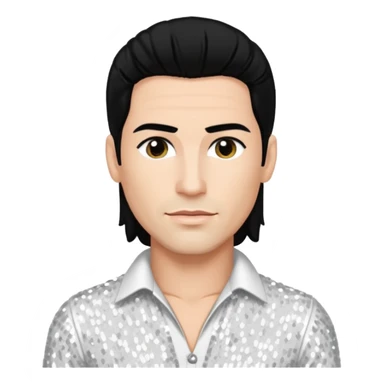 Danny Wood from NKOTB with black hair, white sequin outfit sticker