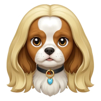 Black and white Cavalier king charles with blond girl sticker