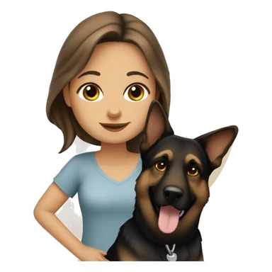 Brown hair girl with German shepherd dog by ocean  sticker