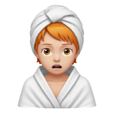 scared ginger girl with bath towels  sticker