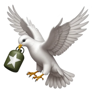 a flying dove carrying a grenade in its feet, inspired by the Hollywood Undead logo sticker